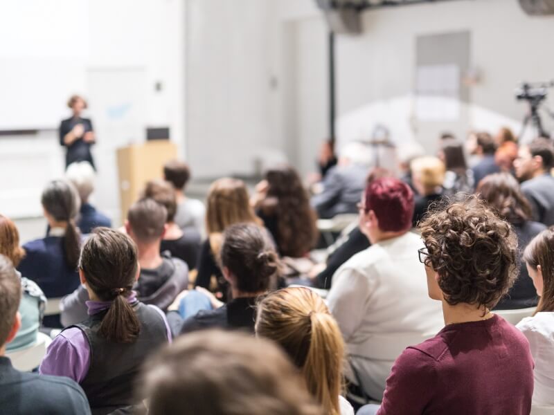 Sam Waite presenting to a community group
