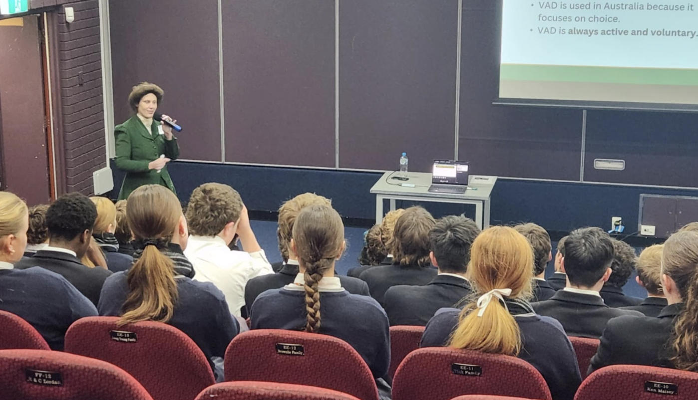 Sam Waite teaching at a school PD session